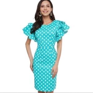 SISJULY Mint Green Formfitting Polka Dot Dress